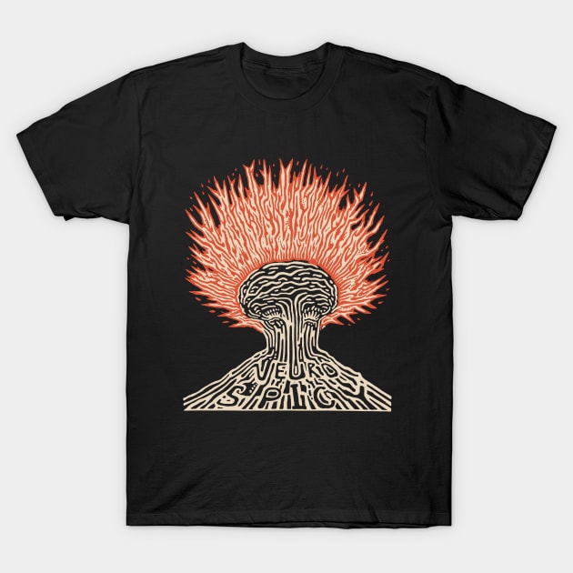 Neurospicy Fire Linocut T-Shirt by SubtleSplit